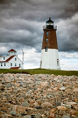 Point Judith Lighthouse Flashing by Storm Clouds in Rhode Island